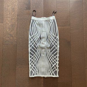 Herve Leger Bandage Grey and White Abstract Pencil Skirt - Size XS